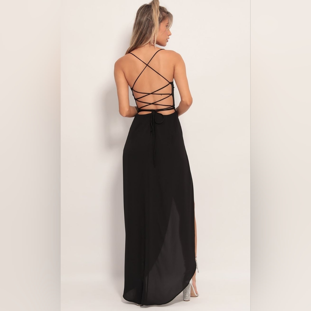 Lucy in the Sky Black Strappy Back Maxi Dress